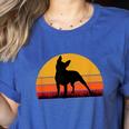 Boston Terrier Bostie Sunset Retro Dog Pet Mom Dad Women's Heather T-Shirt Heather True Royal