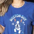 Boston Terrier Boy Cute Cartoon Dog Owner Pet Boston Terrier Women's Heather T-Shirt Heather True Royal