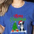 Boston Terrier Christmas Tree Lights Xmas Dog Lover Women's Heather T-Shirt Heather True Royal