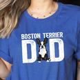 Boston Terrier Dad Of A Bostie Dad Bostie Father Women's Heather T-Shirt Heather True Royal