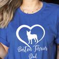 Boston Terrier Dad Cute Boston Terrier Silhouette Heart Premium Women's Heather T-Shirt Heather True Royal