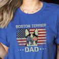 Boston Terrier Dad Dog Lovers American Flag 4th Of July For Women Men Women's Heather T-Shirt Heather True Royal