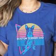 Boston Terrier Dad Retro Women's Heather T-Shirt Heather True Royal