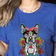 Boston Terrier Dia De Los Muertos Day Of The Dead Dog Skull For Men Women Kids Women's Heather T-Shirt Heather True Royal