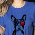 Boston Terrier Dog 4th July America USA Flag Men Women Kids Women's Heather T-Shirt Heather True Royal