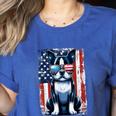Boston Terrier Dog American USA US Flag Pets Vintage Outfit Women's Heather T-Shirt Heather True Royal