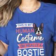 Boston Terrier Dog Bostie Halloween Costume Dog For Kids Women's Heather T-Shirt Heather True Royal
