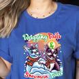 Boston Terrier Dog Christmas Snowman Winter Snow Women's Heather T-Shirt Heather True Royal