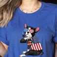 Boston Terrier Dog Merica 4th Of July Usa American Flag Men Women's Heather T-Shirt Heather True Royal