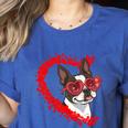 Boston Terrier Dog Mom Dad Valentine’s Day Pet Lover For Men Women Kids Women's Heather T-Shirt Heather True Royal
