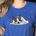 Boston Terrier Dog Official Sleeping Men Women Girls Kids Women's Heather T-Shirt Heather True Royal