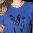 Boston Terrier Dog Raising Paw Idea Men Women Women's Heather T-Shirt Heather True Royal