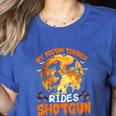 My Boston Terrier Dog Rides Shotgun Witch Halloween Men Women Women's Heather T-Shirt Heather True Royal