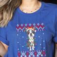 Boston Terrier Dog Santa Hat Men Kids Ugly Christmas Light Women's Heather T-Shirt Heather True Royal