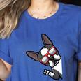 Boston Terrier Dog From Side Boston Bull Women's Heather T-Shirt Heather True Royal