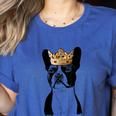 Boston Terrier Dog Wearing Crown For Men Women Girls Kids Women's Heather T-Shirt Heather True Royal