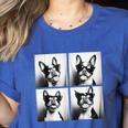 Boston Terrier Dogs With Sunglasses Photo Pets Meme Women's Heather T-Shirt Heather True Royal