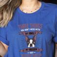 Boston Terrier Don't Mess With American Gentleman Dog Lover Women's Heather T-Shirt Heather True Royal