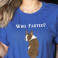 Boston Terrier Who Farted Women's Heather T-Shirt Heather True Royal