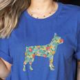 Boston Terrier Flower Silhouette Floral Dog Men Women Girls Kids Women's Heather T-Shirt Heather True Royal