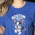Boston Terrier Girl Cute Cartoon For Dog Owners Pet Terrier Women's Heather T-Shirt Heather True Royal