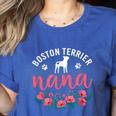 Boston Terrier Grandma Nana Dog Lover Christmas Women's Heather T-Shirt Heather True Royal