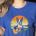 Boston Terrier Guitar Retro Women's Heather T-Shirt Heather True Royal
