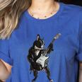 Boston Terrier Guitar Women's Heather T-Shirt Heather True Royal