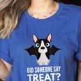 Boston Terrier Halloween Shirt Did Someone Say Treat Women's Heather T-Shirt Heather True Royal