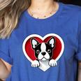 Boston Terrier Heart Cute Puppy Lover Or Dog Owner Women's Heather T-Shirt Heather True Royal
