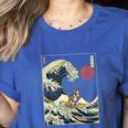 Boston Terrier Japanese Kanagawa Wave Surf Dog Women's Heather T-Shirt Heather True Royal