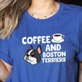 Boston Terrier Lover Coffee And Boston Terriers Women's Heather T-Shirt Heather True Royal