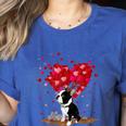 Boston Terrier Lover Heart Shape Boston Terrier Valentine Women's Heather T-Shirt Heather True Royal