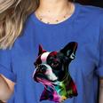 Boston Terrier Lovers Colorful Pop Art Boston Terrier Women's Heather T-Shirt Heather True Royal