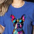 Boston Terrier Lovers Pop Art Boston Terrier Women's Heather T-Shirt Heather True Royal