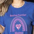 Boston Terrier Mama Cute Rainbow Paw Heart Shape Women's Heather T-Shirt Heather True Royal