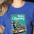 Boston Terrier Merry Christmas Tree Truck Dog X-Mas Women's Heather T-Shirt Heather True Royal