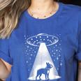 Boston Terrier Mom Dad Dog Alien UFO For Men Women Women's Heather T-Shirt Heather True Royal