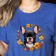 Boston Terrier Mom Floral Bostie Dog Lover Flowers Cute Women's Heather T-Shirt Heather True Royal