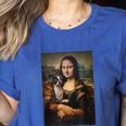 Boston Terrier Mona Lisa Painting Art Dog Mom Dad For Men Women Kids Women's Heather T-Shirt Heather True Royal
