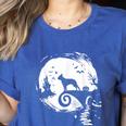 Boston Terrier And Moon Halloween Costume Dog Lover Women's Heather T-Shirt Heather True Royal