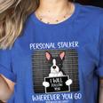 Boston Terrier Mug Shot Guilty Dog Women's Heather T-Shirt Heather True Royal