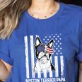 Boston Terrier Papa Cool Dog Lover USA American Flag Men Women Women's Heather T-Shirt Heather True Royal