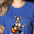 Boston Terrier Playing Guitar Boston Terrier Women's Heather T-Shirt Heather True Royal