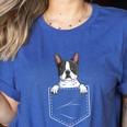 Boston Terrier In The Pocket Cute Boston Terrier Dog Lovers For Men Women Girls Kids Women's Heather T-Shirt Heather True Royal
