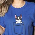 Boston Terrier In The Pocket Cute Boston Terrier Dog For Men Women Girls Kids Women's Heather T-Shirt Heather True Royal