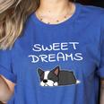 Boston Terrier Puppy Sweet Dreams Pajama For Bedtime Women's Heather T-Shirt Heather True Royal