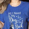 Boston Terrier Reading Books Love My Dog Men Women Kids T-Shirt Women's Heather T-Shirt Heather True Royal