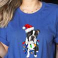 Boston Terrier Santa Christmas Lights Xmas Dog Lover Men Women Kids Women's Heather T-Shirt Heather True Royal