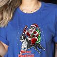 Boston Terrier Santa Claus Hat Merry Christmas Dog X-Mas Women's Heather T-Shirt Heather True Royal